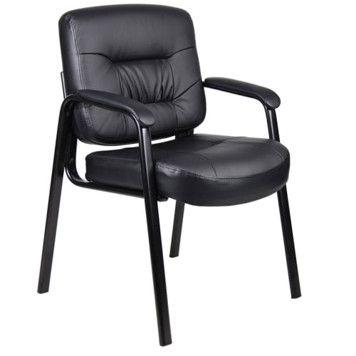 Boss Executive Mid Back LeatherPlus Guest Chair, Black